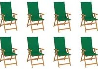 Sedie Reclinabili da Giardino con Cuscini 8 pz Massello di Teak cod mxl 20028