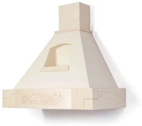 Cappa rustica da cucina crema MAIA con cornice alta in legno cm 90