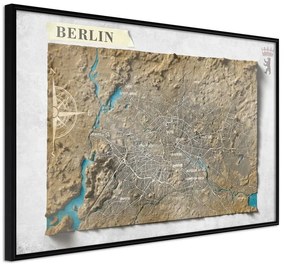 Poster  Raised Relief Map: Berlin  Cornice Quadri Cornice nera, Larghezza x Altezza Home decor 90x60