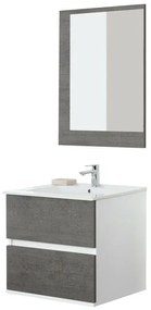 Mobile Bagno Feridras Cemento L.60xP.47xH.57 con Lavabo e Specchio