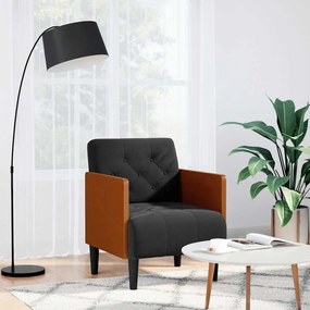 Divano Sedia Con Braccioli Nero 55 Cm İn Velluto /