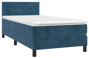 Giroletto a molle con materasso blu scuro 80x200 cm in velluto