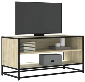 Mobile Tv Rovere Sonoma 91x40x46 Cm Legno Multistrato E Metallo /