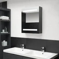 Armadietto Bagno con Specchio e LED Grigio 50x14x60 cm 326482