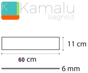 Kamalu - ricambio vetro per mensola bagno 60cm trasparente vitro-qt