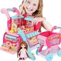 Carrello Spesa Playset Super Mercato Giocattolo Bambini con Bambola e Accessori