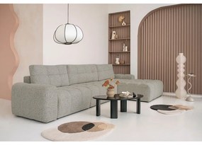 Divano angolare componibile marrone chiaro allungabile/con contenitore (con penisola a destra) Lulu – Miuform