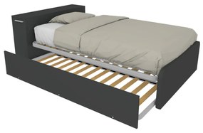 864RK - Letto cameretta 120x190  singolo con elemento contenitore in testata e secondo letto estraibile