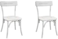 Set 2 sedie in legno bianco consumato effetto shabby 44x42x86 - Mobili 2G