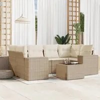 Set Divani da Giardino 7 pz con Cuscini Beige in Polyrattan 3222317