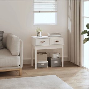 Tavolo Consolle Bianco 76,5x40x75 Cm İn Legno Massello Di Pino /