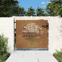 Cancello da Giardino 85x100 cm in Acciaio Corten Design Albero 153209