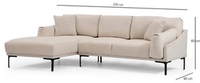 Divano angolare beige chiaro, angolo sinistro Leo - Artie