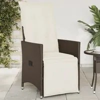 Sedia Reclinabile da Giardino con Cuscini Marrone in Polyrattan 365660