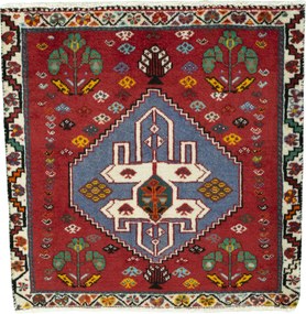 Shiraz Tappeto 60x60 Rosso (Iran) Annodato A Mano