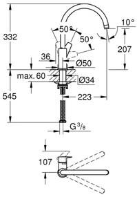 GROHE 30529001 - Miscelatore per lavello START EDGE, cromo lucido