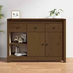 Credenza Marrone Ambrato 100x35x74 Cm İn Legno Massello Di Pino /