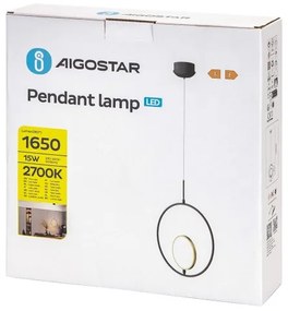 Aigostar - Lampadario LED a sospensione con filo LED/15W/230V 6500K nero/oro