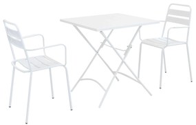 ROMANUS - set tavolo in metallo cm 70 x 70 x 72 h con 2 poltrone Romanus