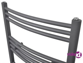 vidaXL Radiatore Centrale Portasciugamano Curvo Grigio 500 x 1160 mm