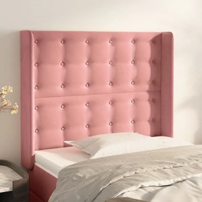Testiera Ad Orecchio Nera 93x16x118/128 Cm İn Velluto /