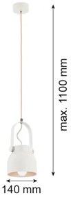 Argon 8290 - Lampadario a sospensione con filo LOGAN 1xE27/15W/230V diametro 14 cm bianco