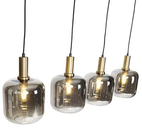 Lampada a sospensione di design nera con vetro oro e fumé 4 luci - Zuzanna