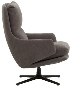 Poltrona girevole NEW ARLEY in tessuto grigio e base in metallo nero