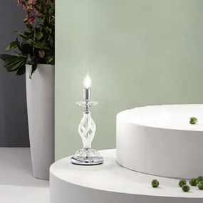 Lampada da tavolo a candela 1306 in vetro soffiato Bianco 14x33 cm