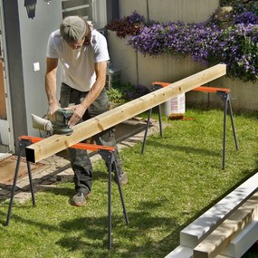 Costway Cavalletti pieghevoli in metallo con gambe apribili rapide carico massimo di 500 kg ciascuno, Set di cavalletti portatili Arancione