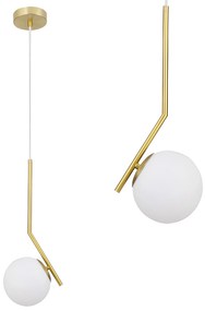 Lampada Da Soffitto Pensile Di Vetro Palla Oro Bianco Oro G106-1W Gold White