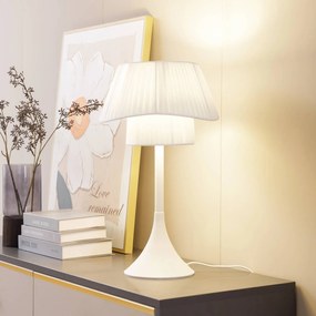 Lampada da tavolo Lindby Eryndor, bianco, tessuto, Ø 30 cm, E27