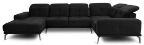 Divano angolare nero (con penisola a sinistra/a U) e rivestimento in velluto Neviro – ELTAP