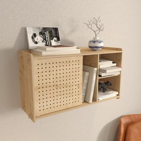 Libreria a parete in rovere decorato in colore naturale 65x30 cm Sima - Kalune Design