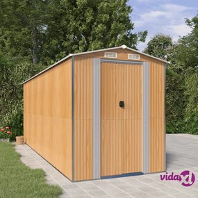 vidaXL Capanno Giardino Marrone Chiaro 192x523x223 cm Acciaio Zincato