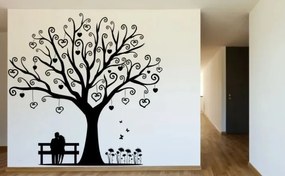 Adesivo murale per interni con il motivo di una coppia di innamorati sotto l'albero dell'amore 100 x 100 cm
