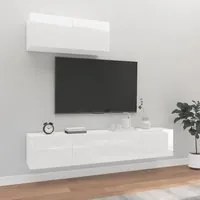 Set Mobili Porta TV 3 pz Bianco Lucido in Legno Multistrato cod mxl 33924