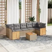 Set Divano da Giardino 8 pz con Cuscini Beige in Polyrattan 3227494