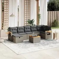 Set Divano da Giardino 8 pz con Cuscini Grigio in Polyrattancod mxl 113772