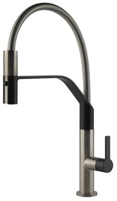 Miscelatore Cucina Semi Pro con Canna Girevole E Doccetta Estraibile Doppio Getto Finox Nero Opaco Mesh 60005 Gessi