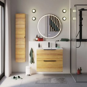 Mobile da bagno sospeso sotto lavabo L 75 x H 64 x P 48 cm rovere miele, 4 cassetti SENSEA Neo, Maniglie acquistabili separatamente