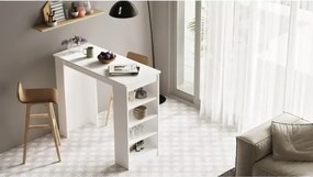 Tavolo Da Cucina Alto Con Ripiani Laterali 120x52x102H Bianco