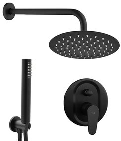 Set doccia completo tondo nero opaco Lizzy con soffione 20 cm e kit doccia incasso