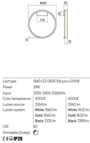 Redo 01-2817 - Applique a LED dimmerabile FEBE LED/24W/230V oro