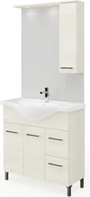 Mobile Bagno Con Piedini Rubino 2 Ante+2 Cassetti 85 Cm Rovere Ghiaccio