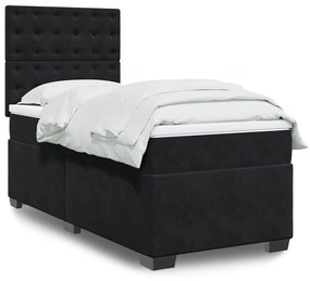 Giroletto A Molle Con Materasso Nero 100x200 Cm İn Velluto /