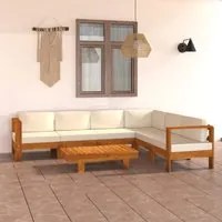 Set Divani Giardino 7 pz Cuscini Bianco Crema in Legno d'Acacia 3057937