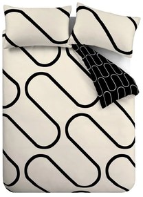 Biancheria da letto nera e beige 200x200 cm Linear Curve - Catherine Lansfield