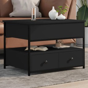 Tavolino da Salotto Nero 70x50x50cm Legno Multistrato Metallo