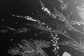 Quadro su tela – Con ornamento floreale in bianco e nero